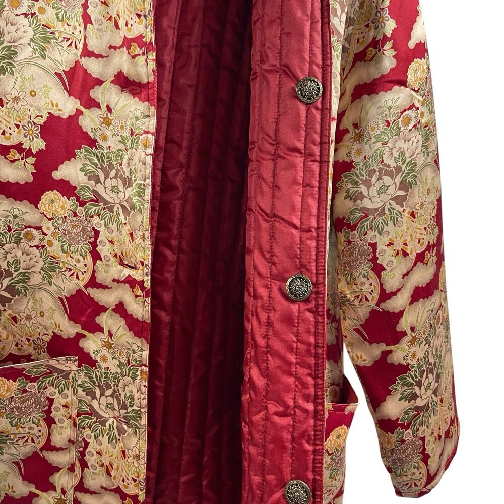 Carol Cohen Studio 100% Silk Jacket Reversible Red Floral Quilted S - Picture 5 of 9